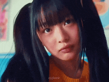 a close up of a girl 's face with the name njsfaerie on the bottom