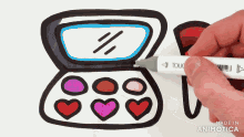 a person is drawing a makeup palette with a marker that says " touch "