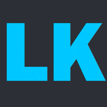 the letters lk are blue on a black background