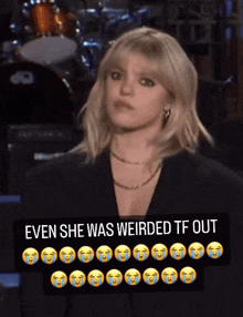 Angeliswift Reneé Rapp Snl GIF - Angeliswift Reneé Rapp Snl Reneé Rapp Even She Was Weirded Tf Out GIFs