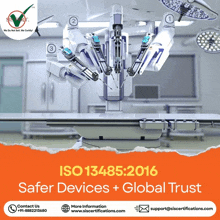 an advertisement for iso 13485 2016 safer devices