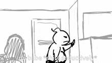 a black and white drawing of a cartoon character with the words gn babe 's shit is seductively