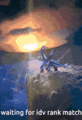a picture of a pokemon on a cliff with the words waiting for idv rank match