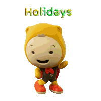 a cartoon character with the word holidays written above it