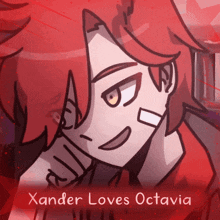 a drawing of a boy with the name xander loves octavia