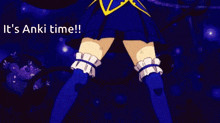 a picture of a girl holding a stick with the words it 's anki time below her