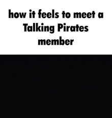 how it feels to meet a talking pirates member is shown in a meme .