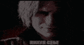 a close up of a man 's face in a video game with a caption in russian .