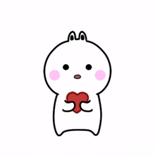 cute rabbit white pleasant heart