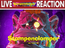 a video game advertisement for stompenclumper shows a colorful monster