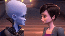 a man and a woman are looking at each other in a cartoon scene