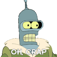 Oh Crap Bender Sticker - Oh Crap Bender Futurama Stickers