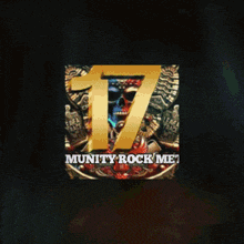 a logo for crom 17 community rock metal with a skull