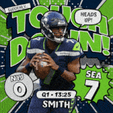 an advertisement for seahawks quarterback smith says " suddenly "