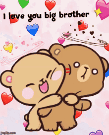 i love you big brother bear hugs hearts
