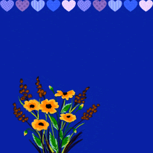 a blue background with hearts and flowers and the words " اللهم صل وسلم "