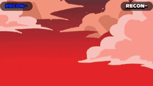 a red background with the word recon on the bottom