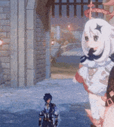 a video game character with a star on her head