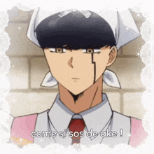 a man with a bandana around his head and the words come si sos de ake