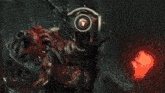 a computer generated image with a red glowing object in the middle