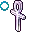 a pixel art drawing of a gun with a blue circle around it .