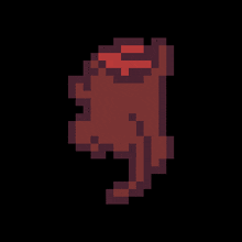 a pixel art of a piece of meat on a black background
