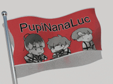 a red and white flag that says pupinamaluc on it