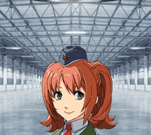 a girl with red hair and a hat with a butterfly on it