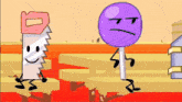a cartoon drawing of a saw and a lollipop with faces on them