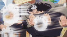 a cartoon of a man with bubbles coming out of his hand