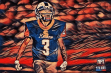 a painting of a football player wearing a jersey with the number 3 on it
