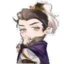 a cartoon character with a ponytail and a purple cape is thinking .
