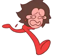 a cartoon drawing of a person crying with tears running down their face