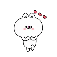 a couple of cartoon cats are sitting next to each other and making a heart shape with their hands .