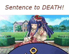 a picture of a girl with the words " sentence to death " below her