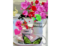 Happy Monday Coffeeandflowers Sticker - Happy Monday Coffeeandflowers Letshaveagoodmonday Stickers