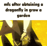 mfs after obtaining a dragonfly in grow a garden with a yellow background