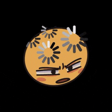 a cartoon illustration of a smiley face with a bunch of loading circles around it .