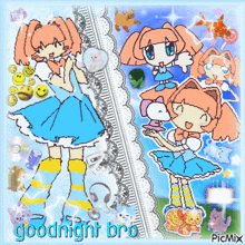 a picture of a girl with the words goodnight bro