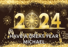 a new year 's greeting card with the name michael