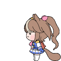 a cartoon drawing of a girl with a ponytail and a bow