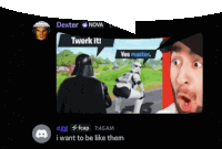 a screenshot of a video game with darth vader and stormtroopers saying twork it