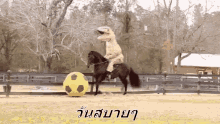 ขี่ม้า เตะบอล ไดโนเสาร์ GIF