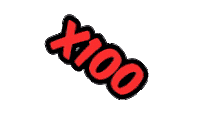 the word x100 is written in red on a white background