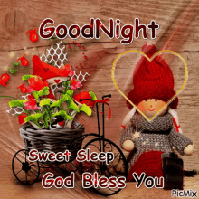 good night sweet sleep god bless you flowers heart