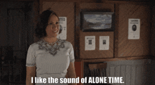 a woman says i like the sound of alone time in front of wanted posters
