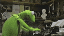 Kermit The Frog Kermit Typing GIF - Kermit The Frog Kermit Typing Kermit Typing On Typewriter GIFs