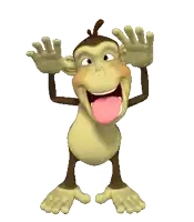 a cartoon monkey is sticking its tongue out and making a funny face