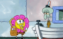 Spongebob Squarepants Is A Flower GIF - Spring Sponge Bob Square Pants Sponge Bob GIFs