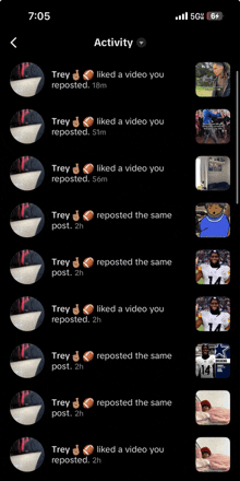 a phone screen shows the activity of a person